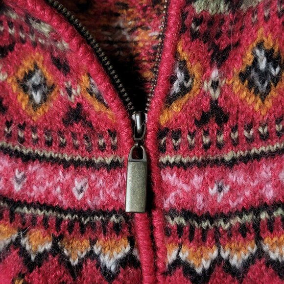 Planet Earth Sweaters Pink Nordic Fair Isle Llama Cardigan Sweater Jacket Small - Picture 8 of 10
